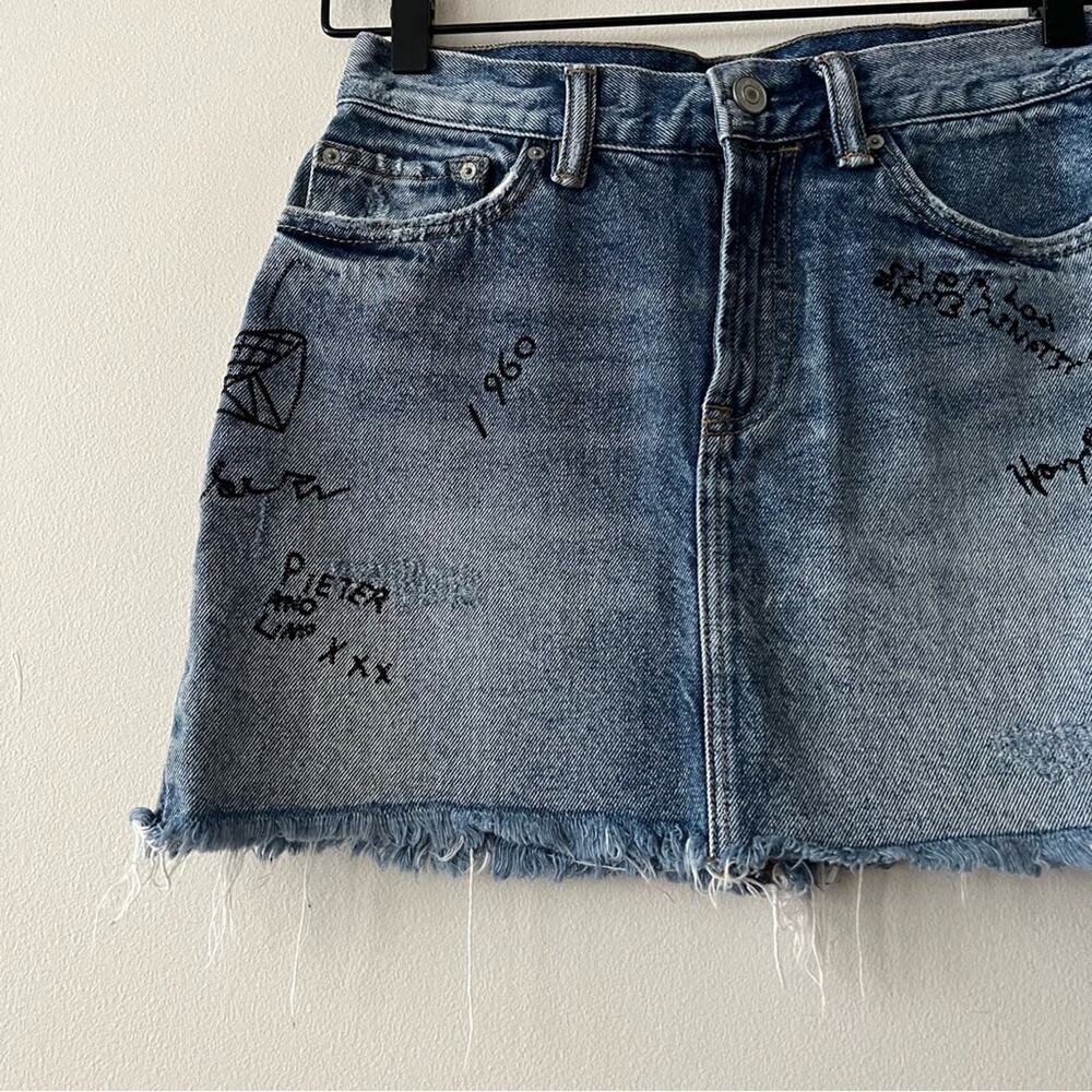 AllSaints Graff Embroidered Denim Mini Skirt - Picture 5 of 8